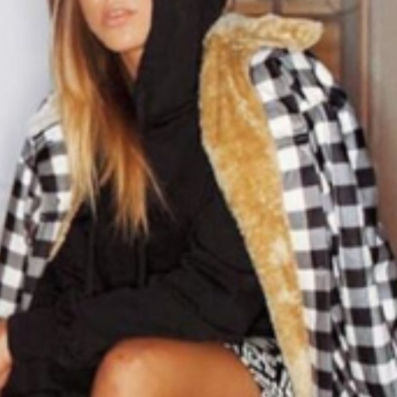 CHECKERED FUR LINED JACKET - Picture 3 of 3